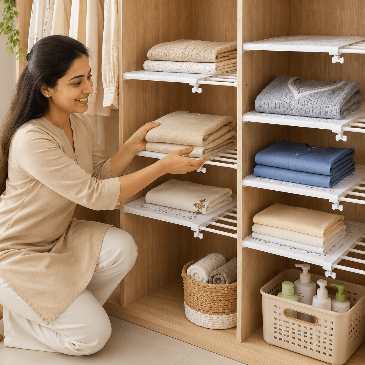 Extendable Wardrobe Shelf Organizer
