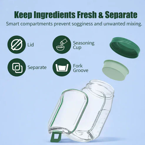 Portable Leakproof Salad Jar with Side Opening