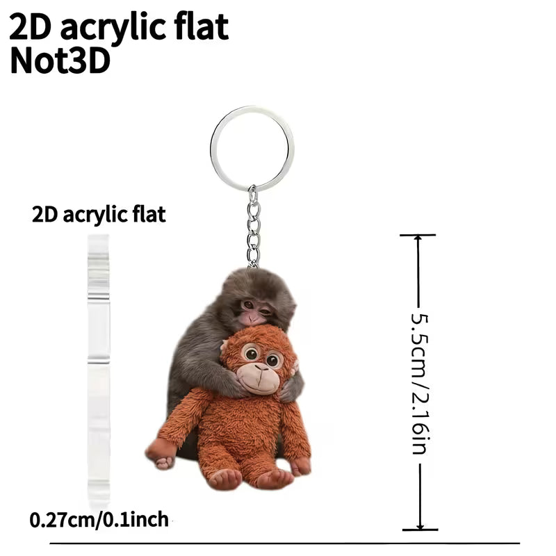 Monkey Hug Acrylic Keychain