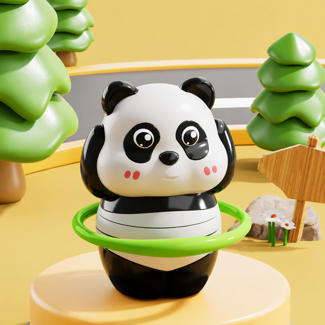 Cute Panda Action Toy Set for Kids