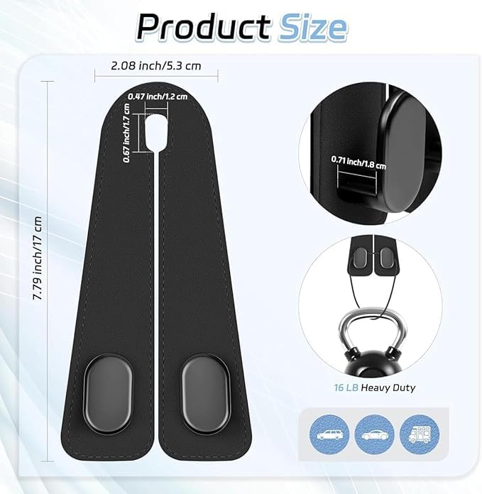 Car Seat Headrest Hook | Vegan Leather Hooks