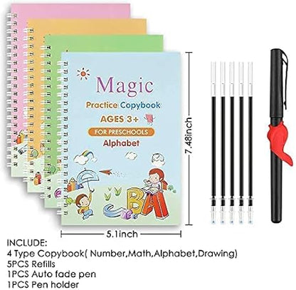 Magic Practice Copybook (4 BOOKS,1 PEN,1 GRIP,10 REFILL) – 50% OFF Today
