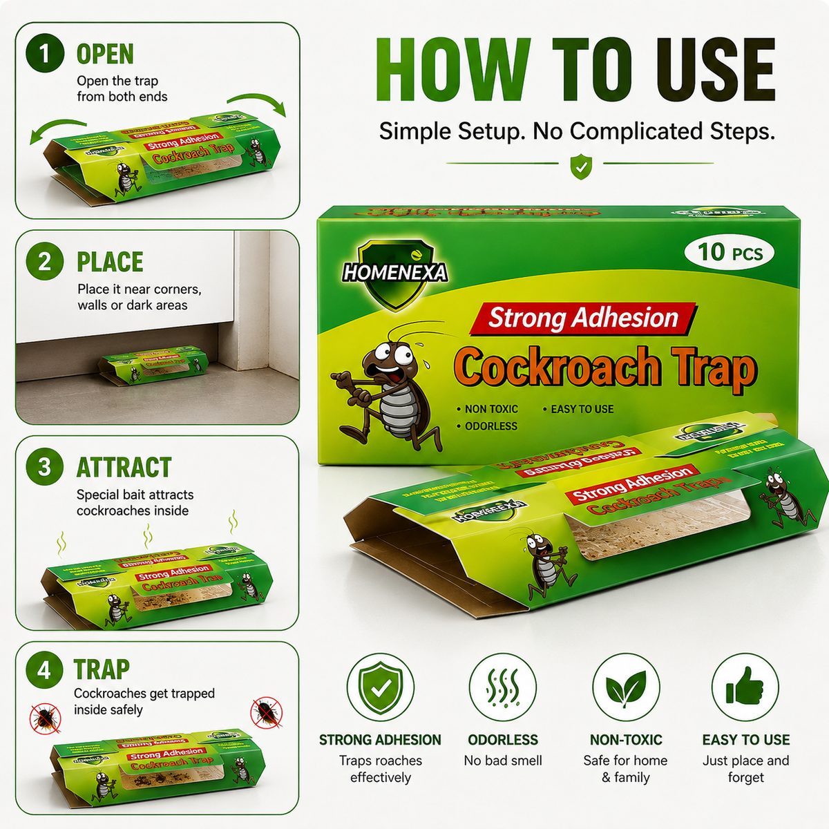 Cockroach killer trap chemical free