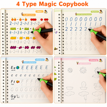 Magic Practice Copybook (4 BOOKS,1 PEN,1 GRIP,10 REFILL) – 50% OFF Today