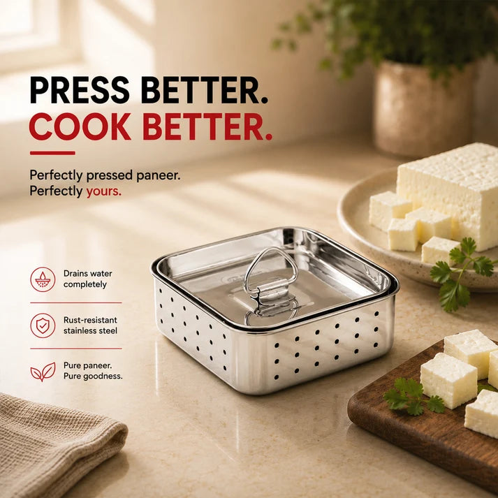 Stainless Steel Paneer Mould – 550ML Capacity (Square Shape)