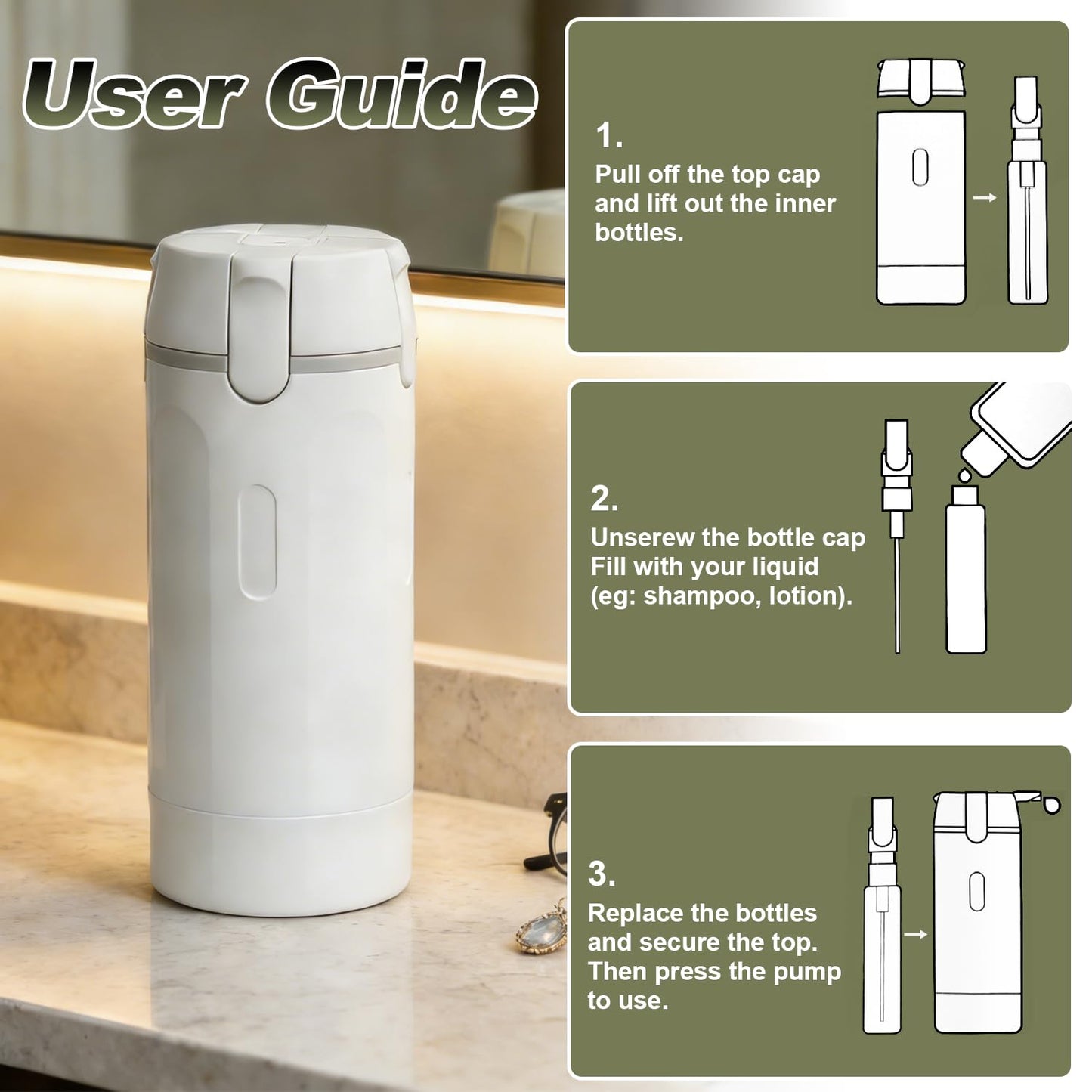 4-in-1 Travel Toiletry Bottle – Leakproof Refillable Shampoo & Lotion Dispenser
