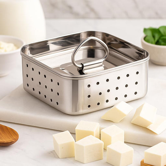 Stainless Steel Paneer Mould – 550ML Capacity (Square Shape)