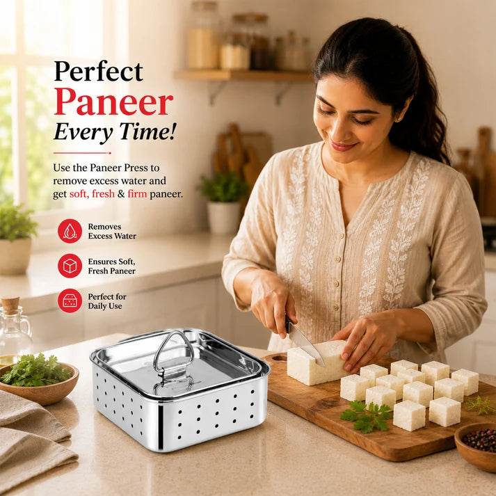 Stainless Steel Paneer Mould – 550ML Capacity (Square Shape)