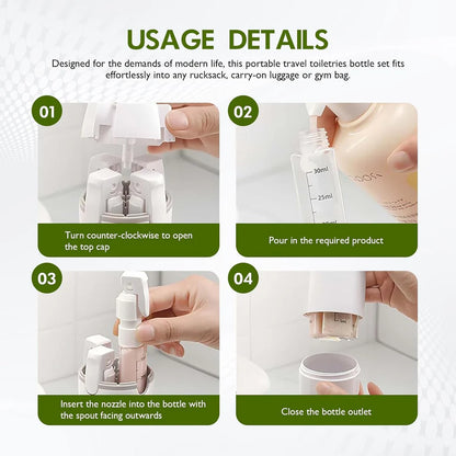 4-in-1 Travel Toiletry Bottle – Leakproof Refillable Shampoo & Lotion Dispenser