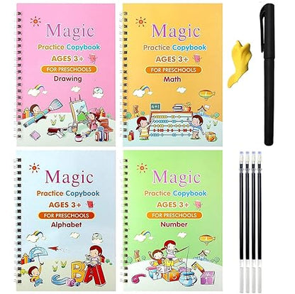 Magic Practice Copybook (4 BOOKS,1 PEN,1 GRIP,10 REFILL) – 50% OFF Today
