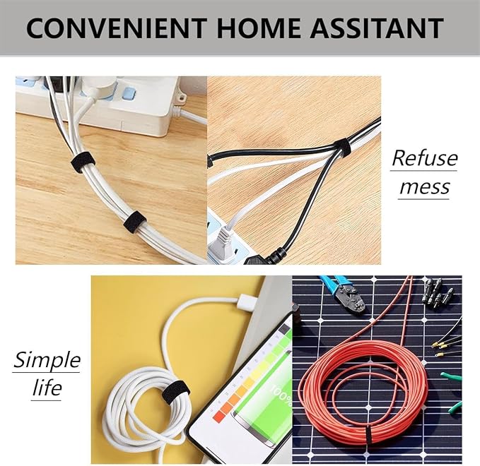 Hook and Loop Roll for Cable Management, Multi-Purpose Hook Loop Tape for Home, Office