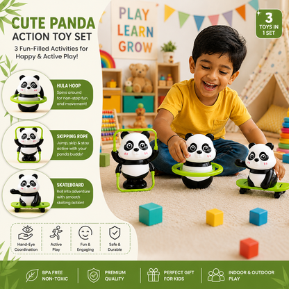 Cute Panda Action Toy Set for Kids