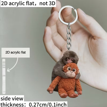 Monkey Hug Acrylic Keychain