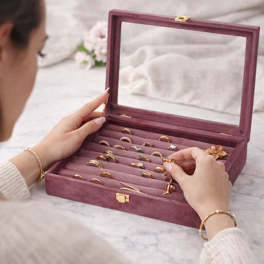 Premium Velvet Ring & Earings Organizer Box