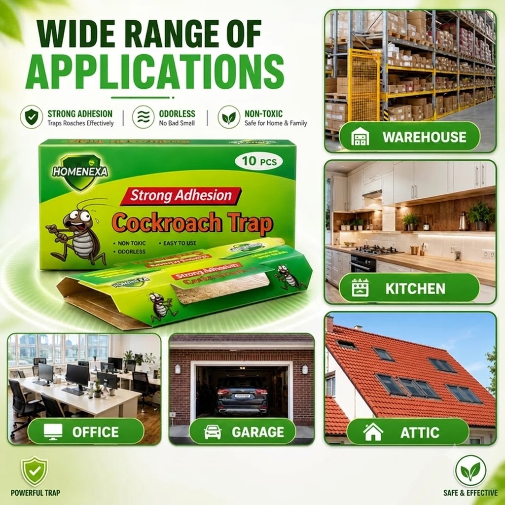 Cockroach Killer Traps, Sticky Bait Traps, Ants, Spiders, Bugs,  Clean & Chemical-Free (10 PCS)