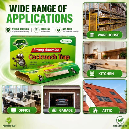 Cockroach Killer Traps, Sticky Bait Traps, Ants, Spiders, Bugs,  Clean & Chemical-Free (10 PCS)