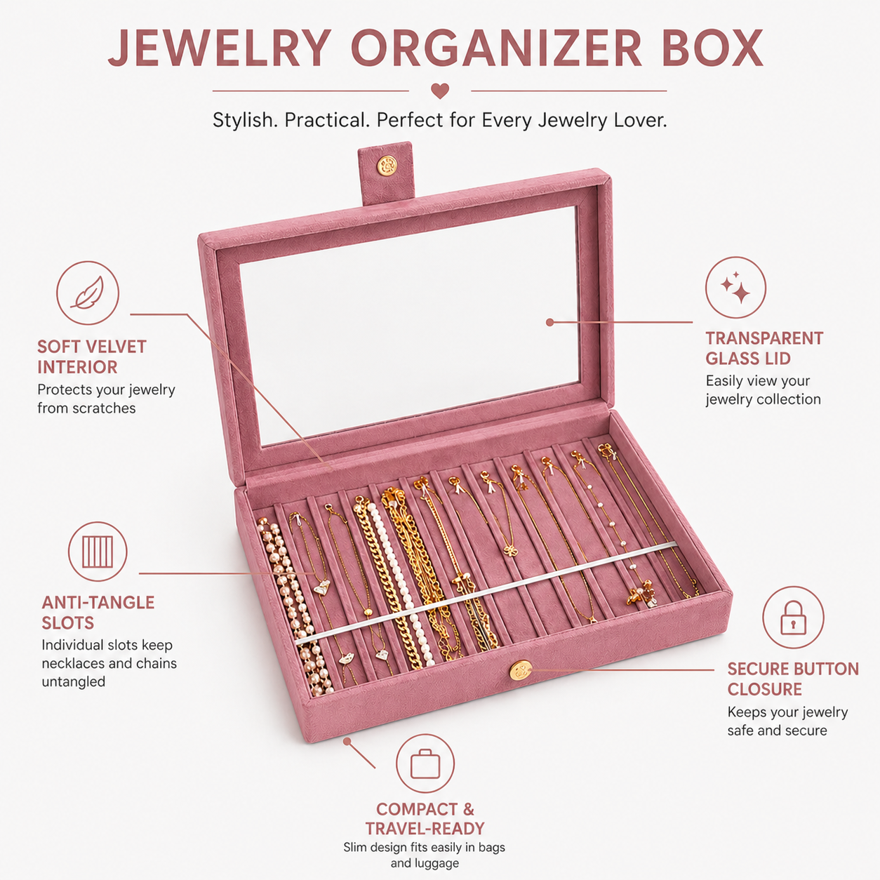 Premium Chain & Necklace Organizer Box