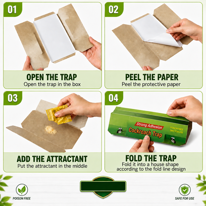 Cockroach Killer Traps, Sticky Bait Traps, Ants, Spiders, Bugs,  Clean & Chemical-Free (10 PCS)