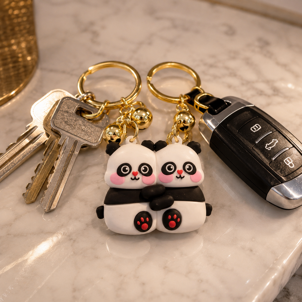 Panda Couple Keychain Set