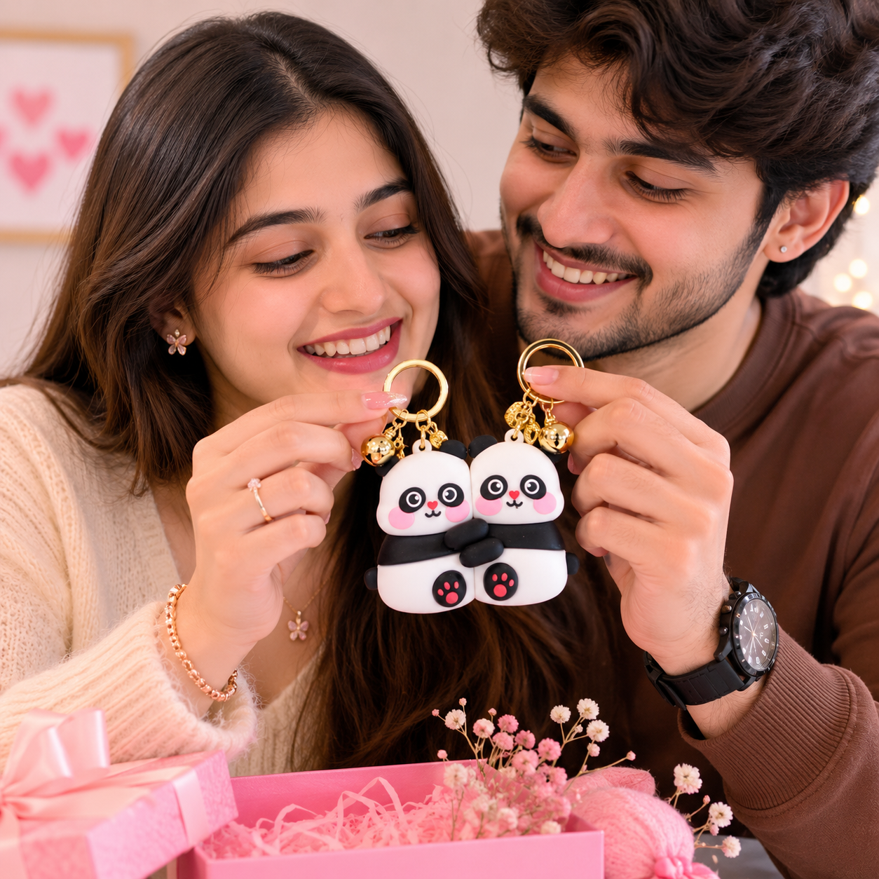Panda Couple Keychain Set