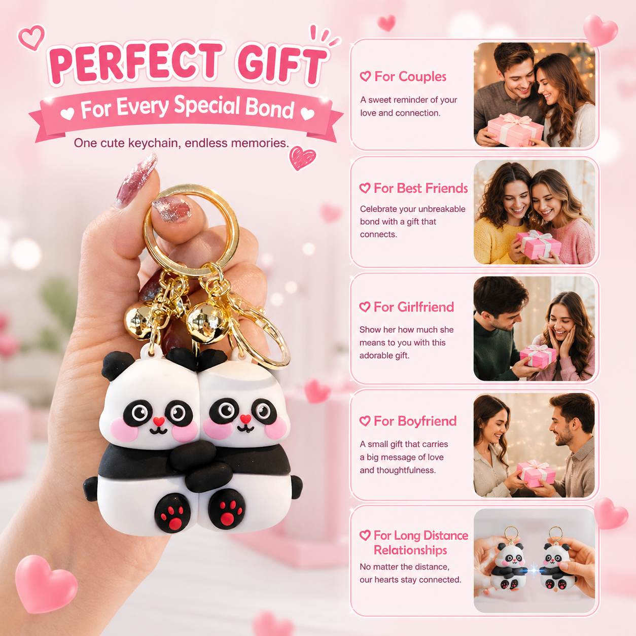 Panda Couple Keychain Set