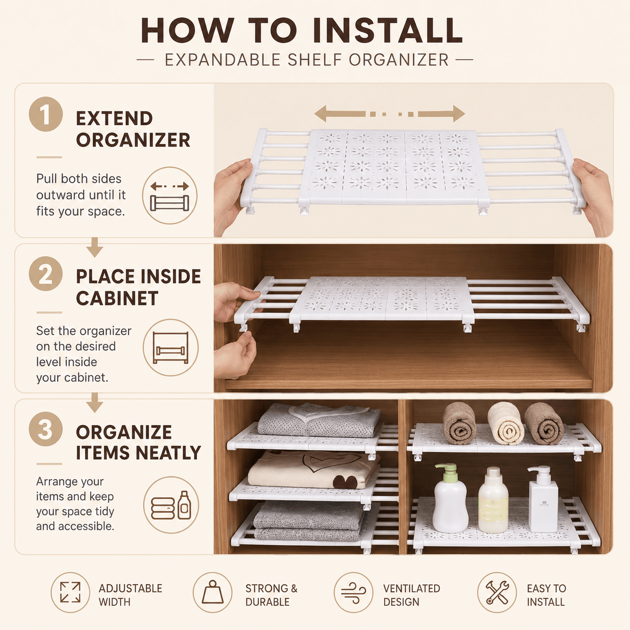 Extendable Wardrobe Shelf Organizer