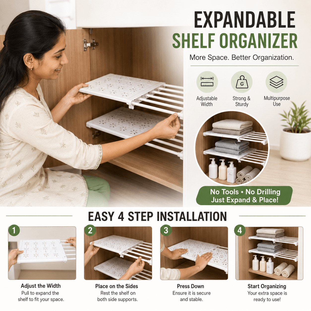 Extendable Wardrobe Shelf Organizer