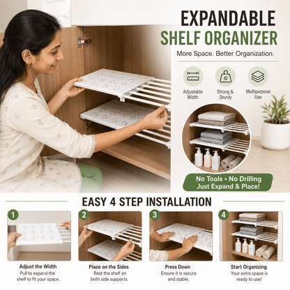 Extendable Wardrobe Shelf Organizer