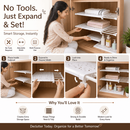 Extendable Wardrobe Shelf Organizer
