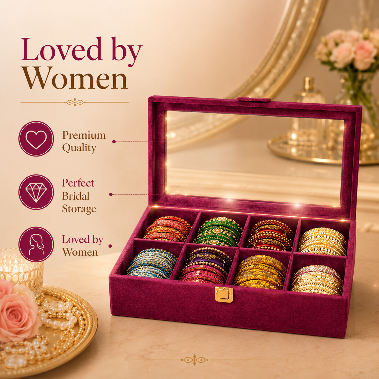 Premium Luxury Bangle Organizer Case ( Free 1 Gifts )