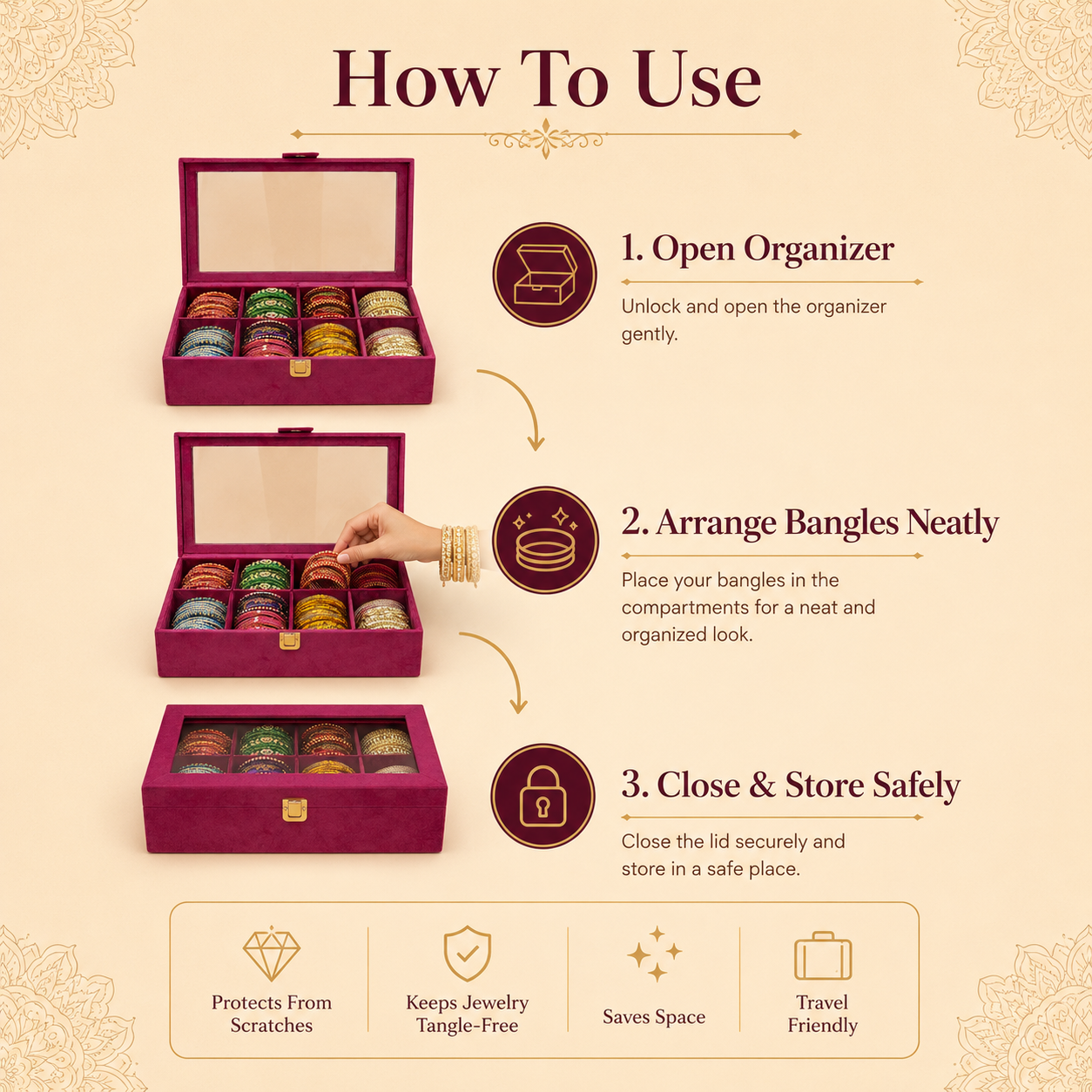 Premium Luxury Bangle Organizer Case ( Free 1 Gifts )