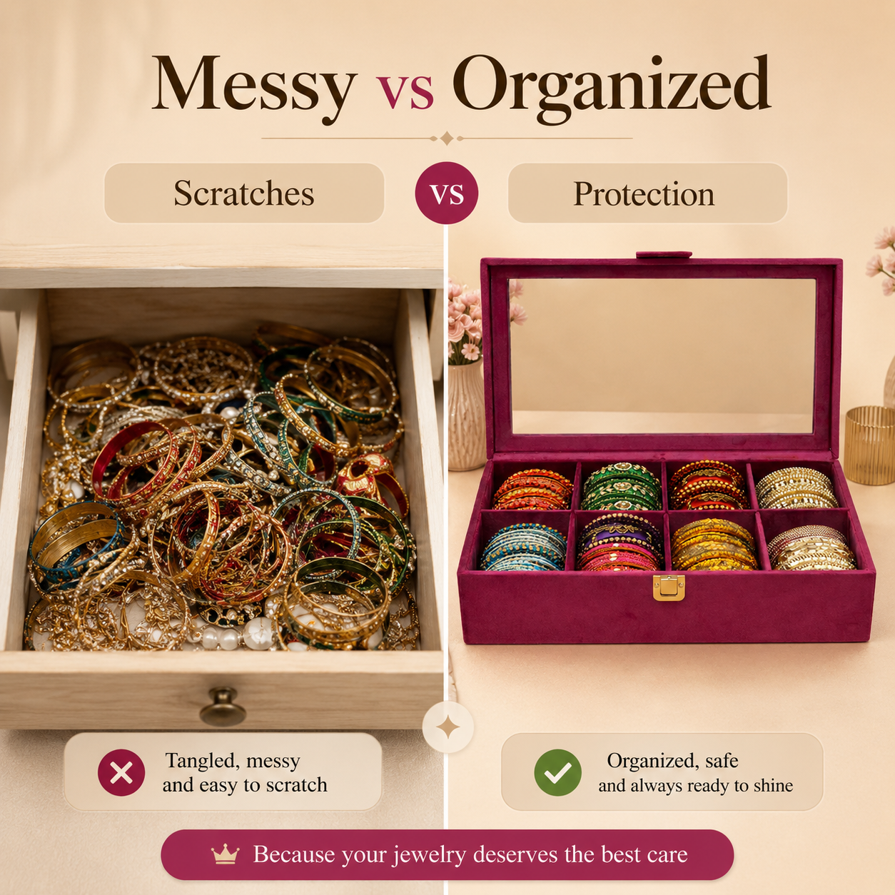 Premium Luxury Bangle Organizer Case ( Free 1 Gifts )