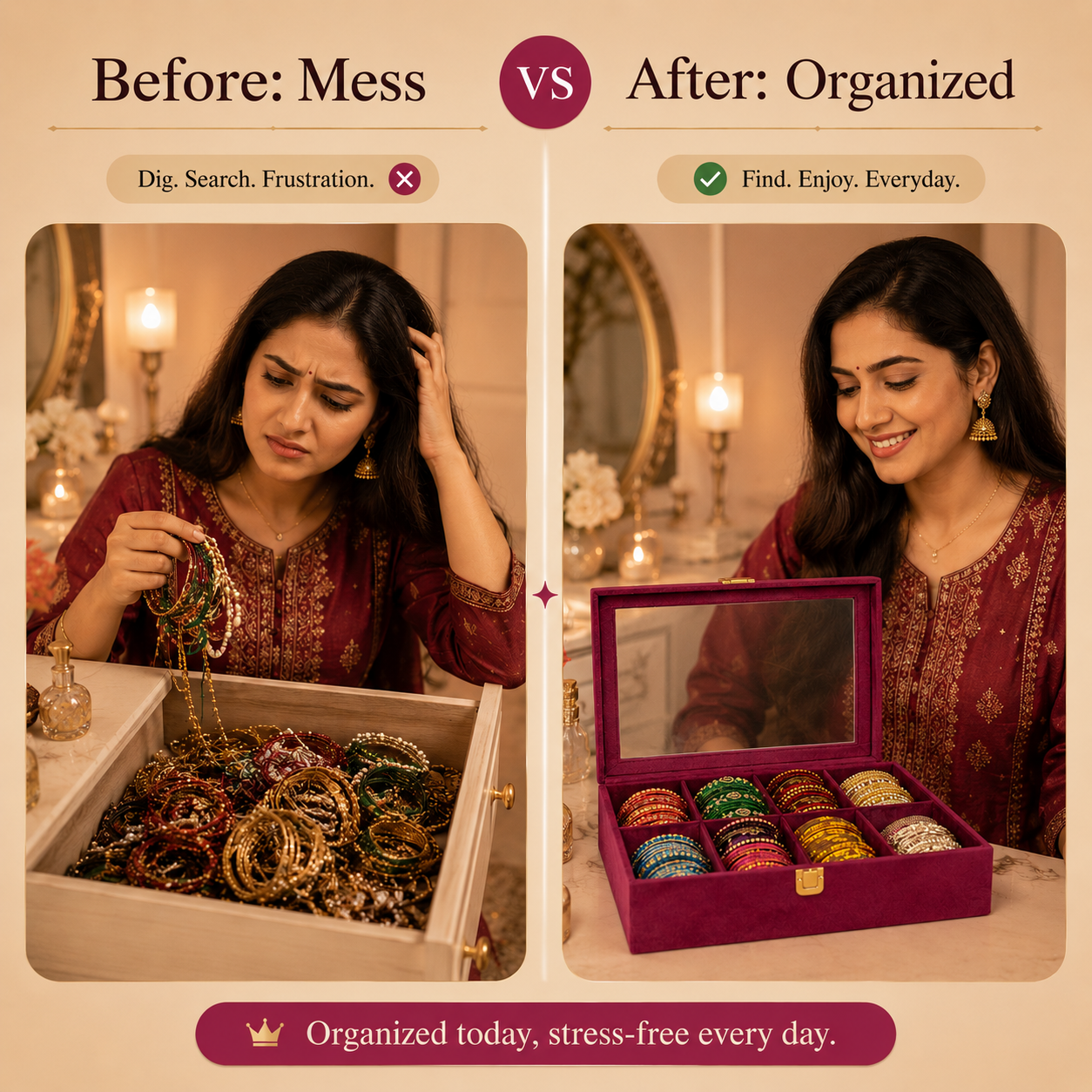 Premium Luxury Bangle Organizer Case ( Free 1 Gifts )