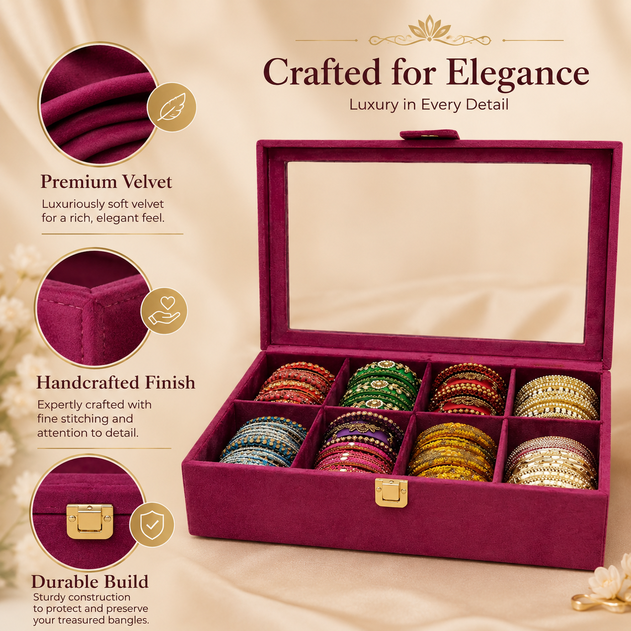Premium Luxury Bangle Organizer Case ( Free 1 Gifts )