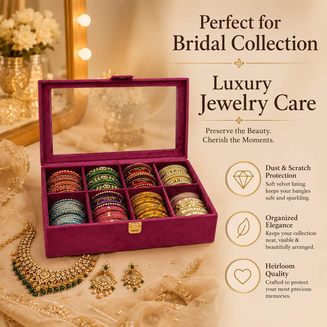 Premium Luxury Bangle Organizer Case ( Free 1 Gifts )