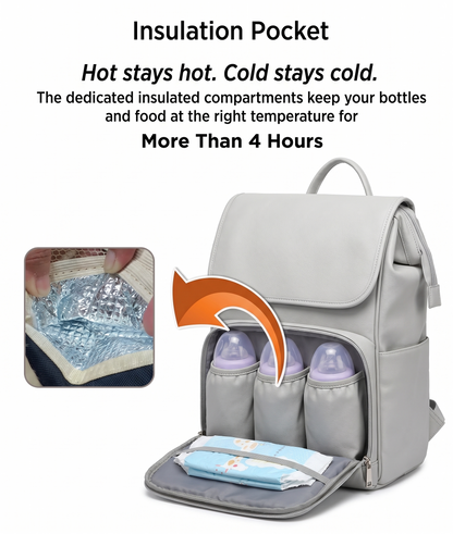 "Hands-Free Premium Baby Diaper Bag Backpack