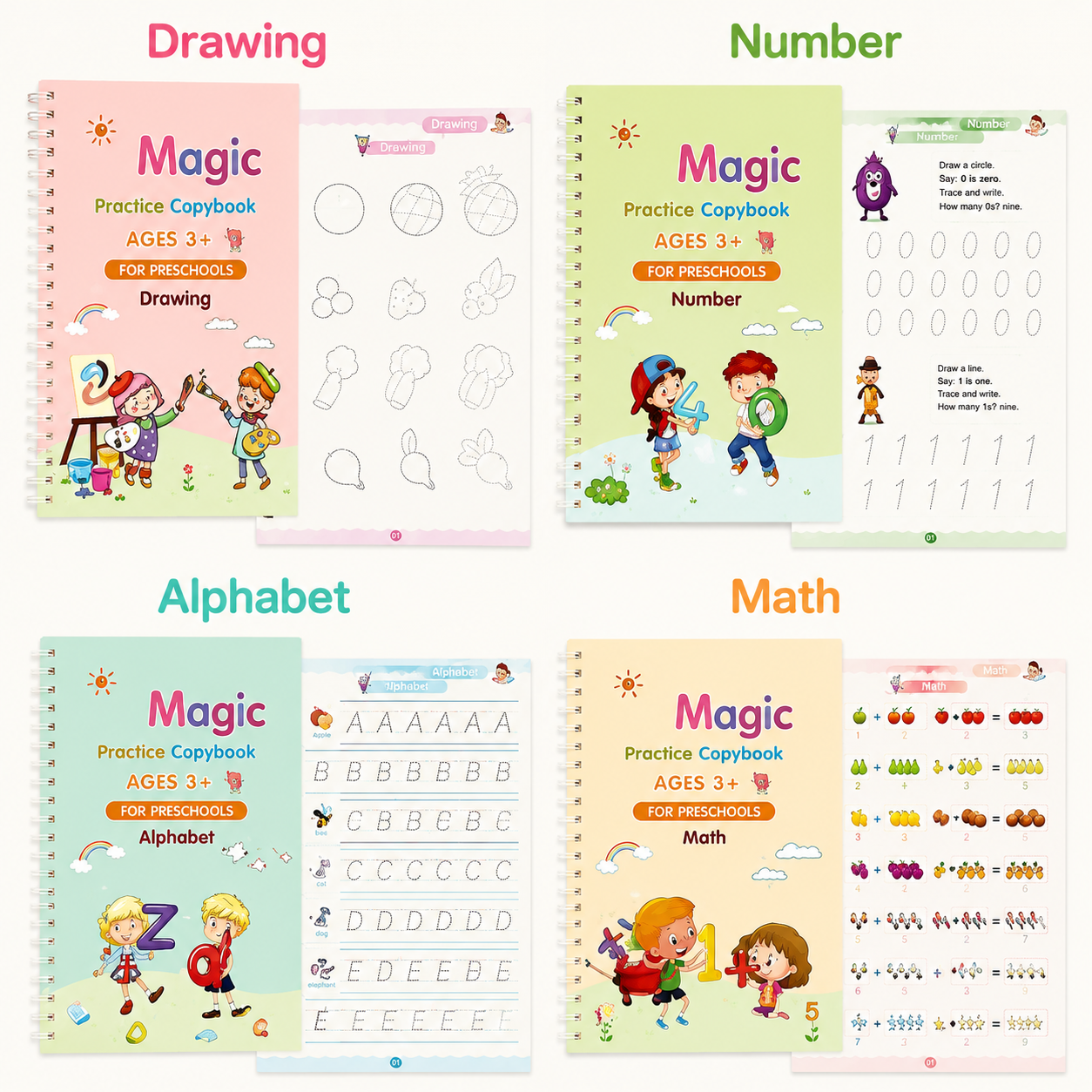 Magic Practice Copybook (4 BOOKS,1 PEN,1 GRIP,10 REFILL) – 50% OFF Today