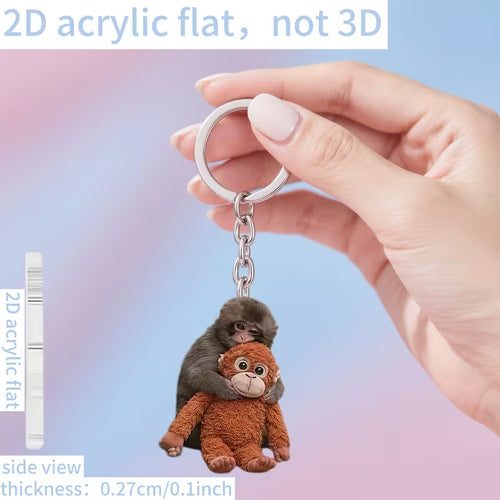 Monkey Hug Acrylic Keychain