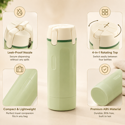 4-in-1 Travel Toiletry Bottle – Leakproof Refillable Shampoo & Lotion Dispenser