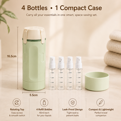 4-in-1 Travel Toiletry Bottle – Leakproof Refillable Shampoo & Lotion Dispenser
