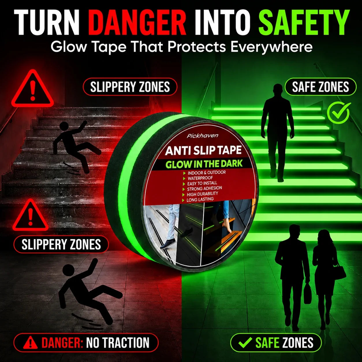 Anti Skid Tape Glow In The Dark (Buy 1 Get 1 Free)