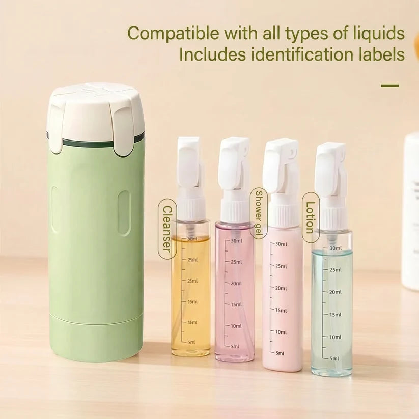 4-in-1 Travel Toiletry Bottle – Leakproof Refillable Shampoo & Lotion Dispenser